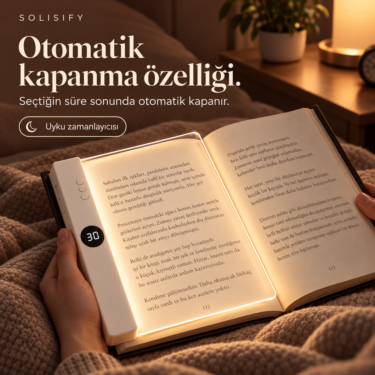 Solisify Pratik Gece Kitap Okuma Yardımcısı