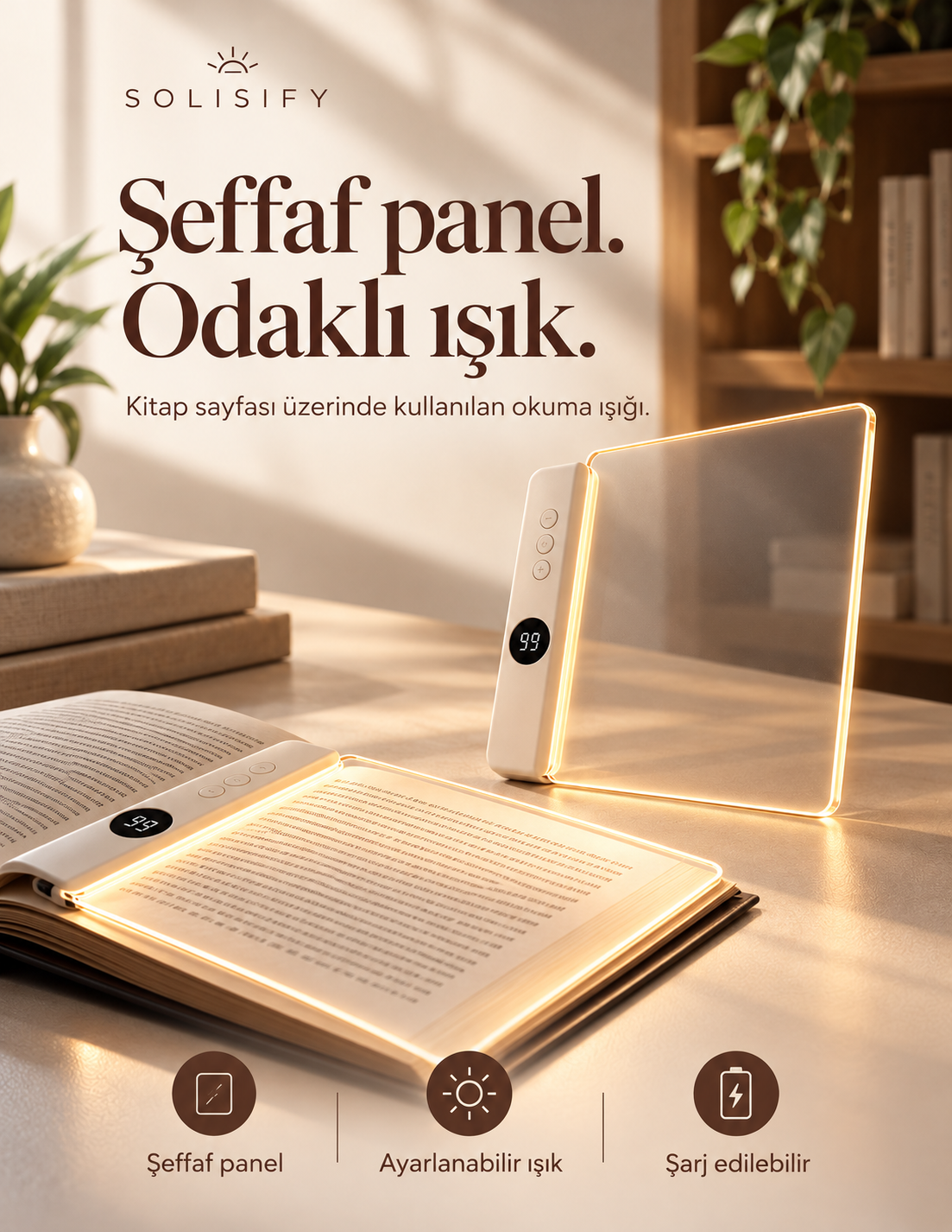Solisify Pratik Gece Kitap Okuma Yardımcısı